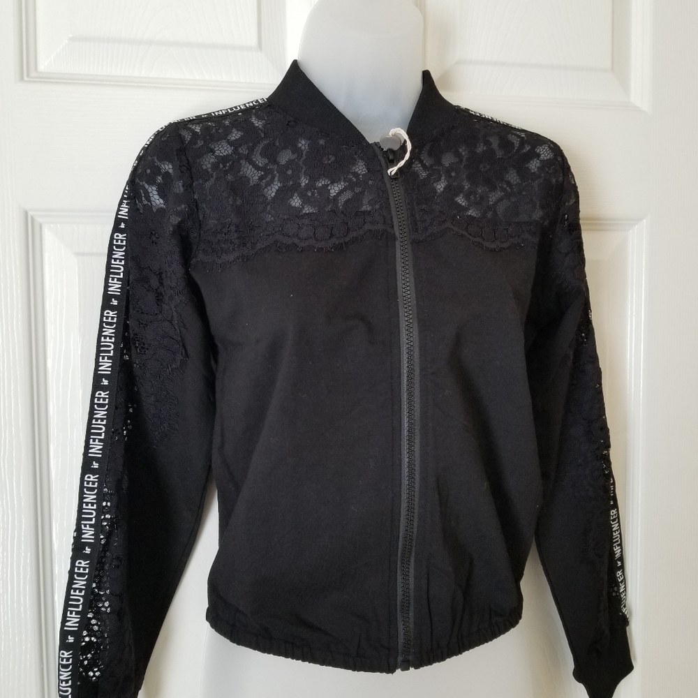 Influencer Black Lace BomberJacket Women/Girls Size XS